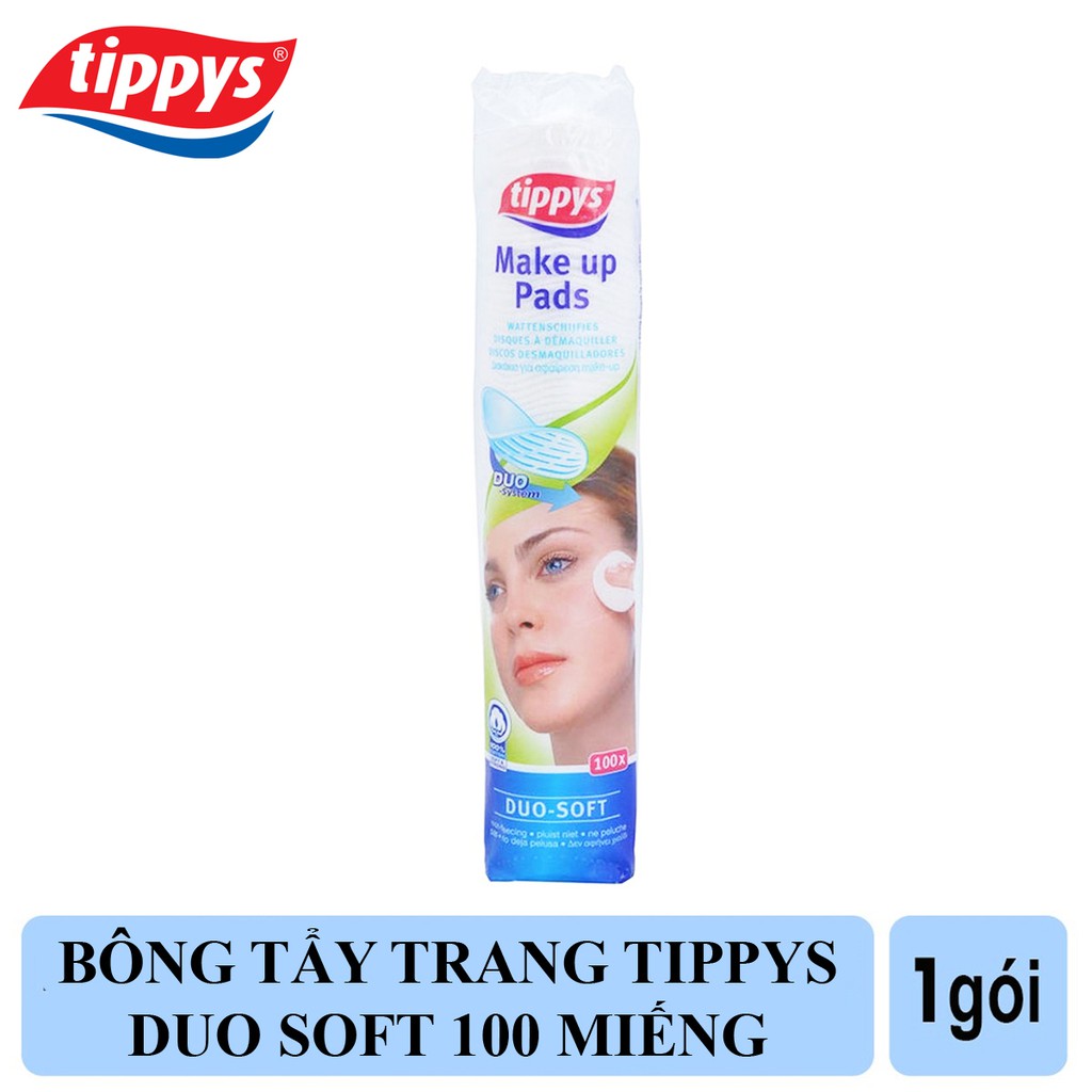 BÔNG TẨY TRANG TIPPYS MAKE UP PADS DUO SOFT 100 MIẾNG