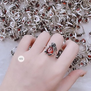 Nhẫn bạc mặt đá hồ ly MS100a