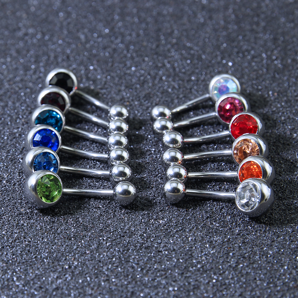 Set 5-14 Khuyên Rốn Thép Không Gỉ 316L 14G Nhiều Màu Sắc Thời Trang