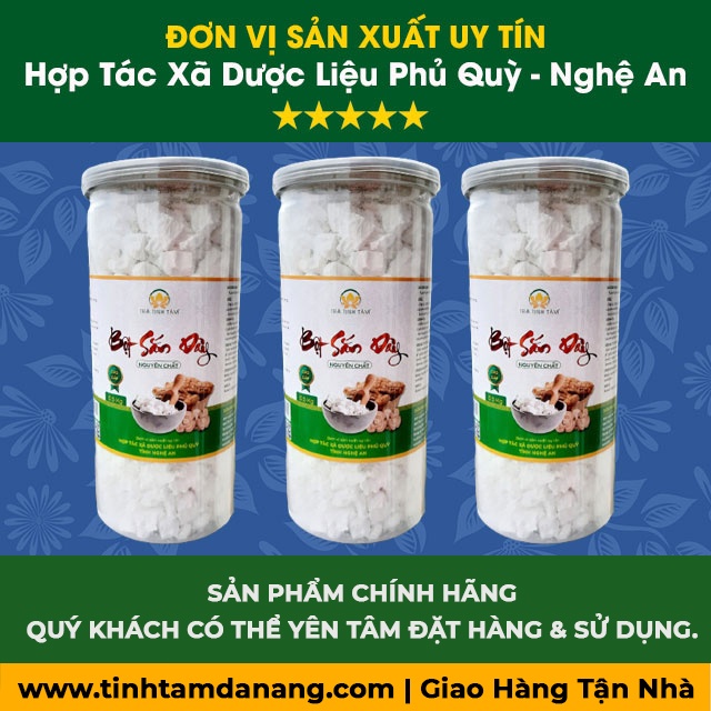 Bột sắn dây ta nguyên chất Tịnh Tâm hộp 500gr, tinh bột sắn dây cao cấp Phủ Quỳ đặc sản Nghệ An làm quà