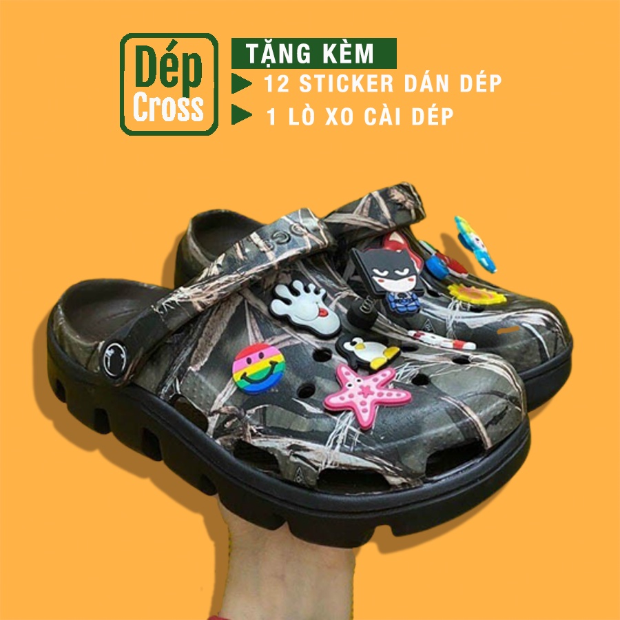 dép Cross vảy sơn ràn ri camo đế đen MAISUCSON8 tặng thêm 12 sticker cross