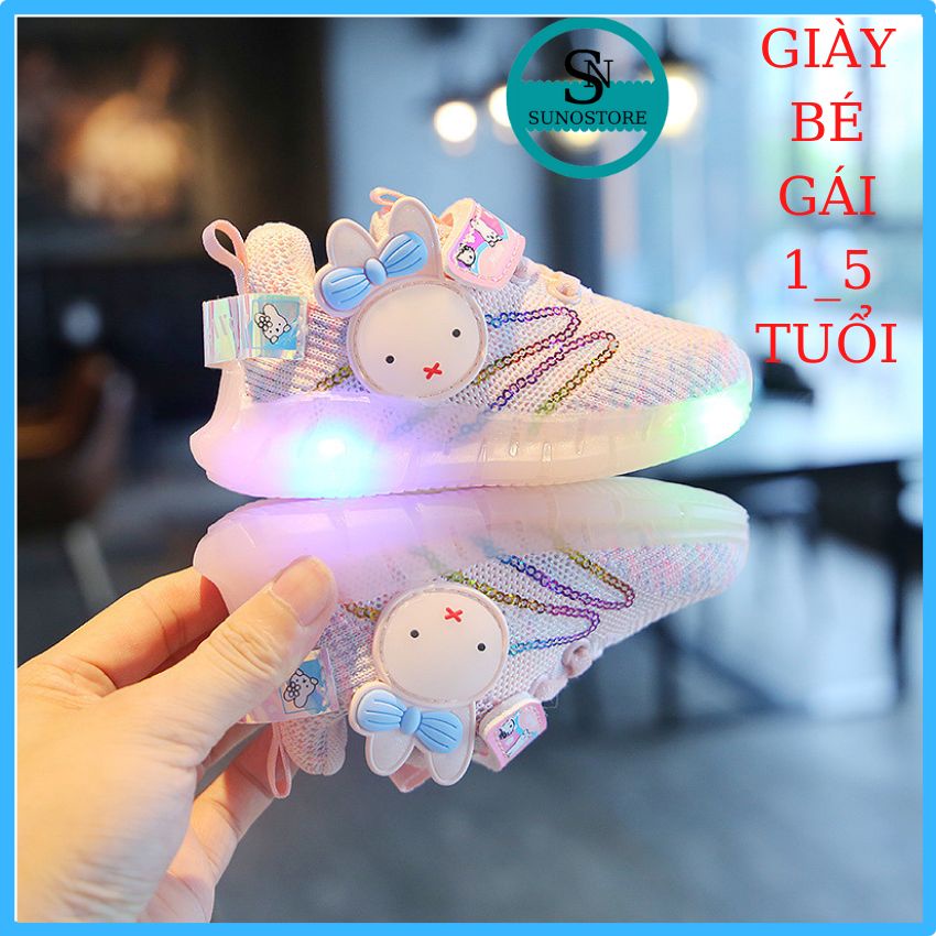 Giày Bé Gái Từ 1_5 Tuổi .Giày Tập Đi Cho Bé Gái Có Đèn Đế Êm Chân Thông Hơi Thoáng Khí kiểu Ngộ Nghĩnh Đáng Yêu GE05