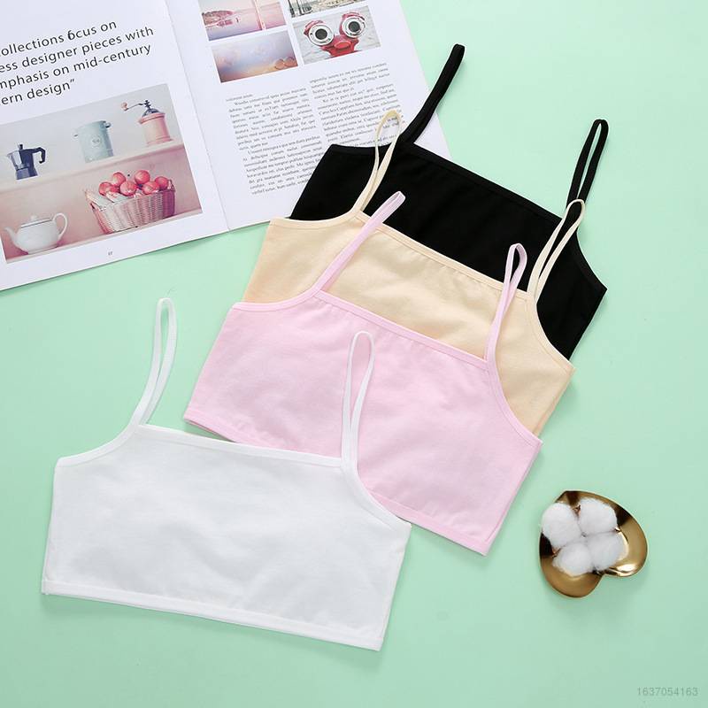 Mới Áo Lót Hai Dây Màu Trơn Dành Cho Bé Gái 7-10 Tuổi
