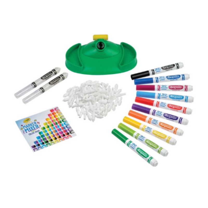 Bộ bút trộn màu Crayola Marker Mixer với 10 bút đánh dấu, 100 ngòi bút mix, hộp mix phát sáng,..