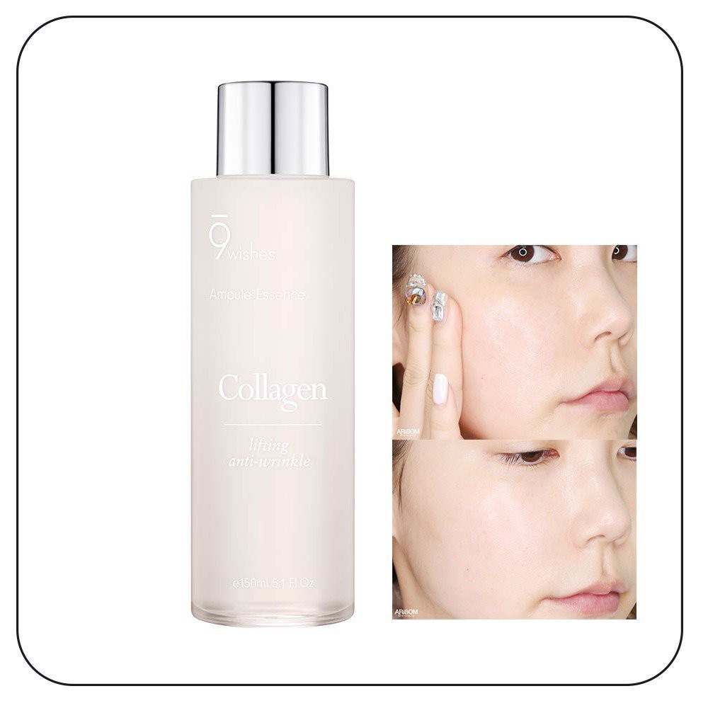 Tinh Chất Cải Thiện Nếp Nhăn và Tăng Cường Độ Ẩm 9Wishes Collagen Ampule Essence 150ml