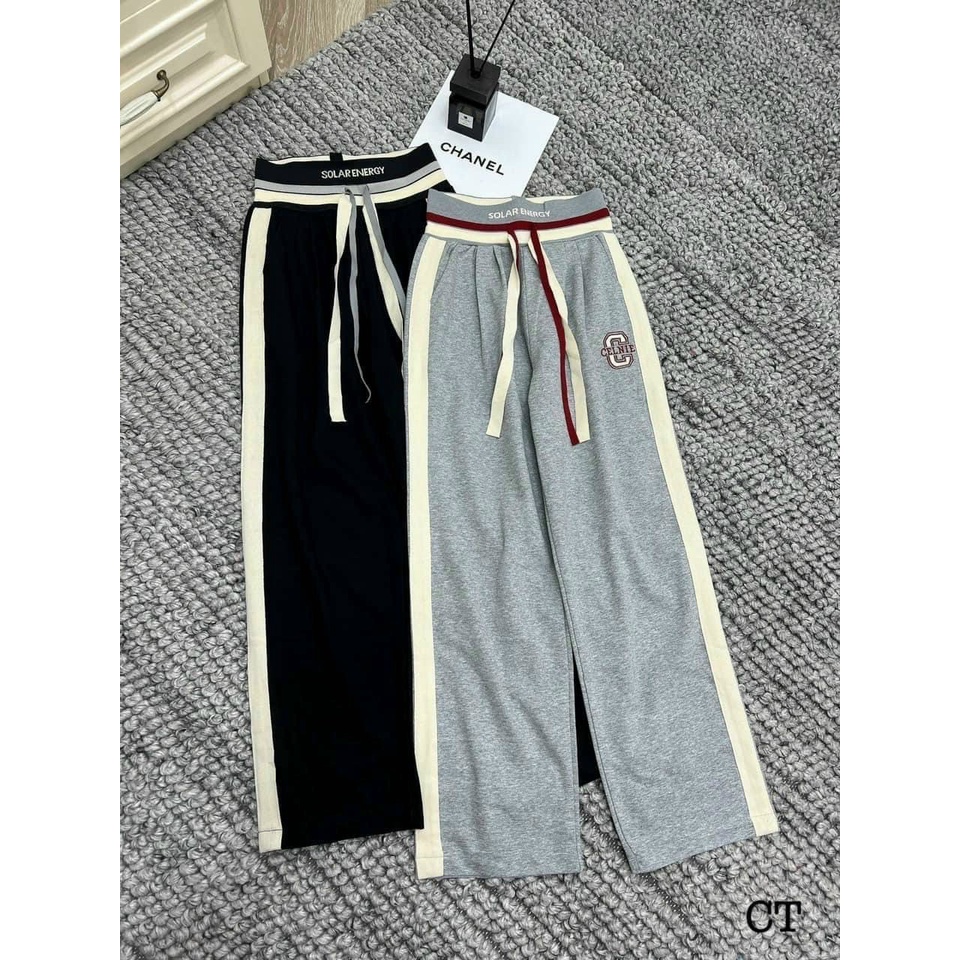 Quần Ống Rộng Thể Thao 2 Dây Nam Nữ Dáng Rộng Ống Suông Nhiều Màu Đai Chữ