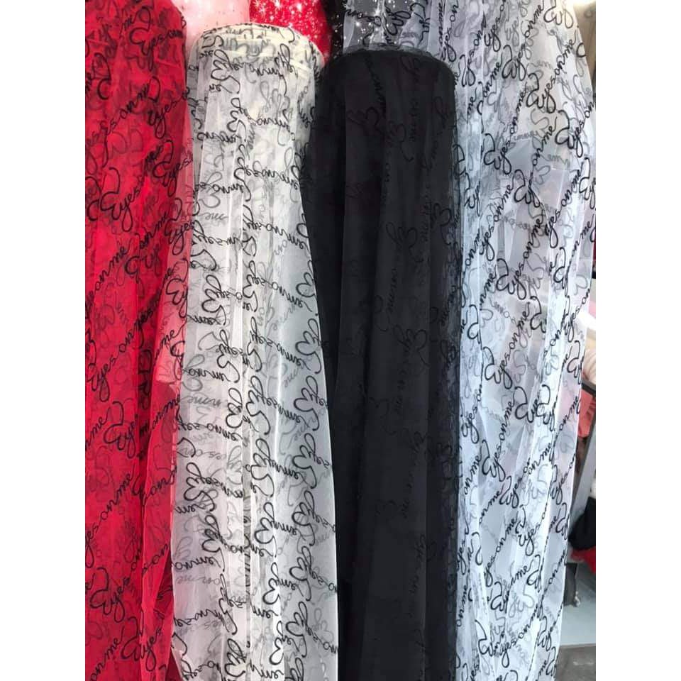 Vải lưới chữ ép nhung