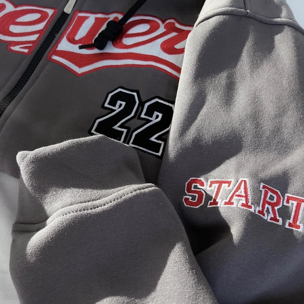 Áo khoác tay dài form rộng thêu chữ Brewers Tanazi Closet