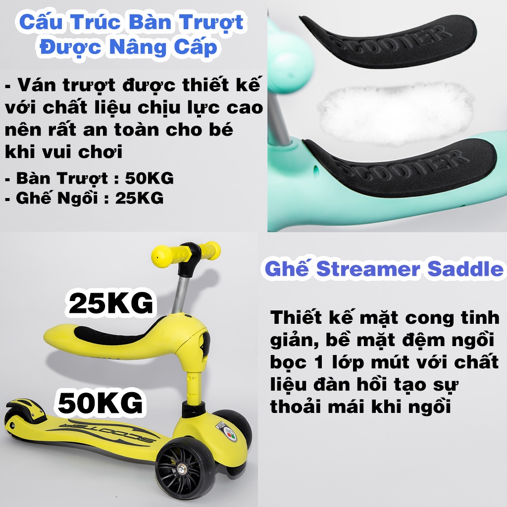 Scoot and ride X9 chịu tải 50Kg, 3 in 1,bánh xe phát sáng vĩnh cửu khi chạy, chuyển 3 chế độ nhanh chóng