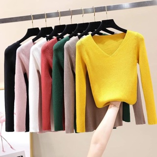 Áo len tăm cổ tim và cổ 3p