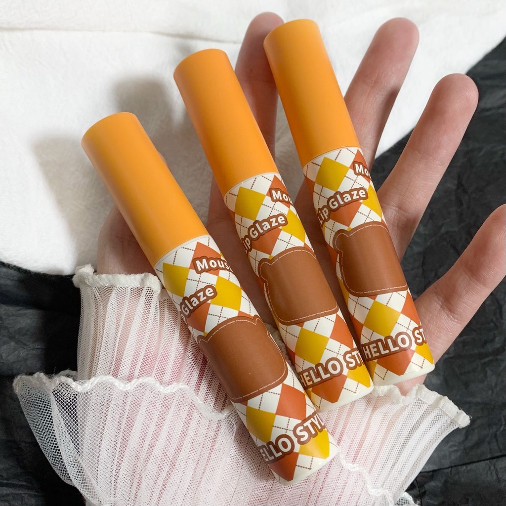 🔥Son Herorange🔥 Son Kem Lì Hello Style Thiết Kế Hình Bàn Cờ Mềm Mịn Lâu Trôi Mềm Môi