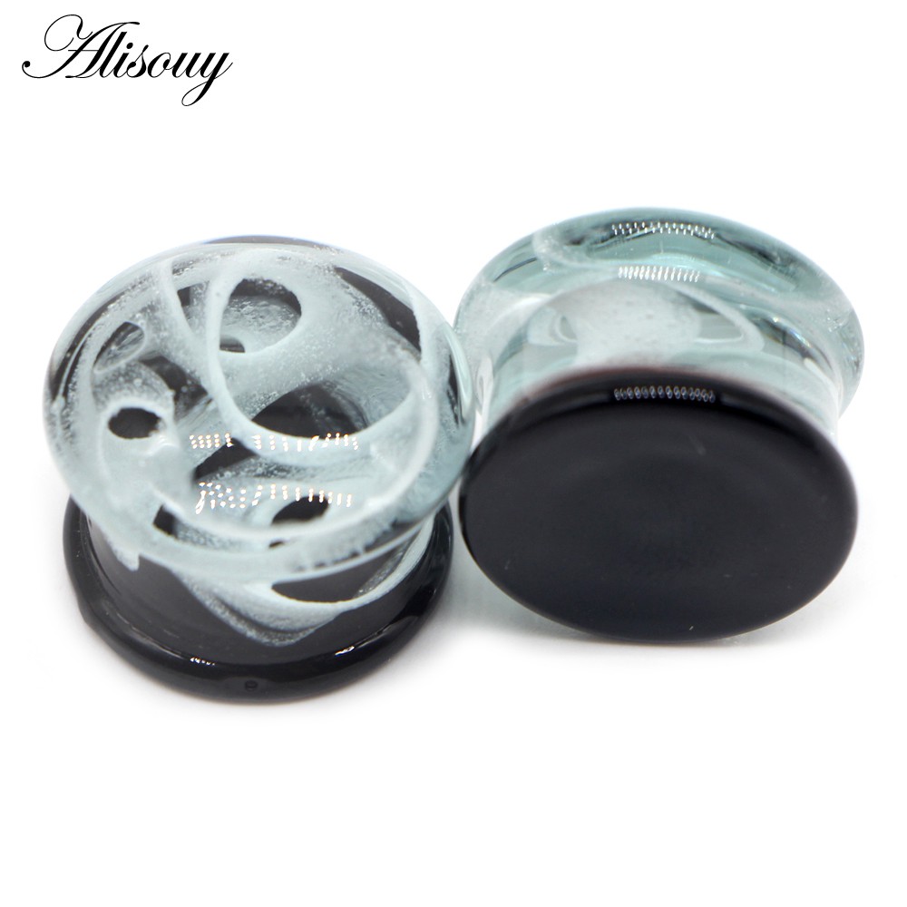 Alisouy Set 2 Khuyên Nong Tai Bằng Thủy Tinh Nhiều Màu Kích Thước 6-16mm Thời Trang Cho Nam Và Nữ
