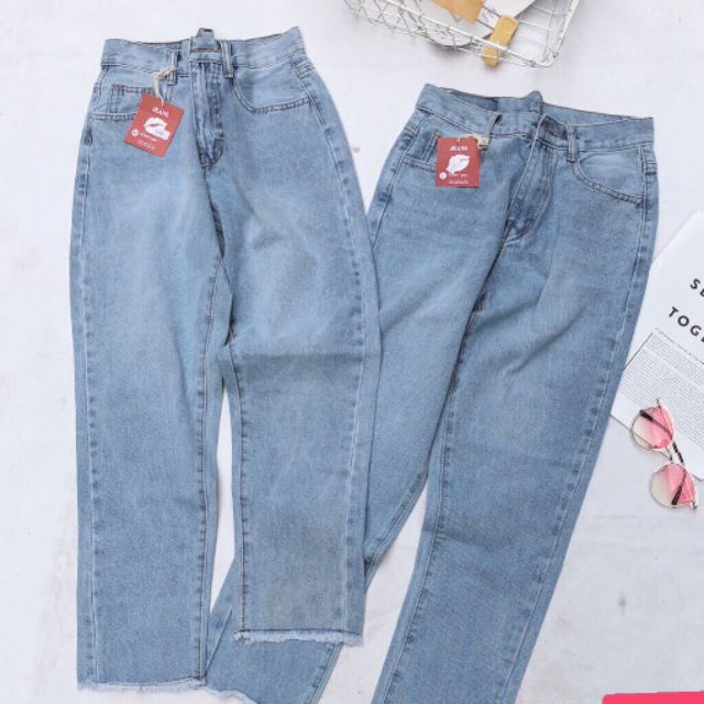Quần baggy nữ lưng cao kiểu quần bò baggy ống đứng hàng VNXK MS003 thời trang bigsize 2KJean