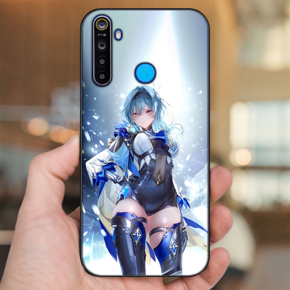 Ốp lưng Realme 5, 5 Pro viền đen in hình Eula Genshin Impact