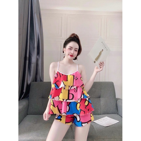 Đồ Bộ Nữ 2 dây , Đồ Lụa Mặc Nhà 3 Tầng , Set Bộ Sọc Chất Cao Cấp Họa Tiết Hoa Nhí Mềm Mịn, Xinh Xắn. | BigBuy360 - bigbuy360.vn