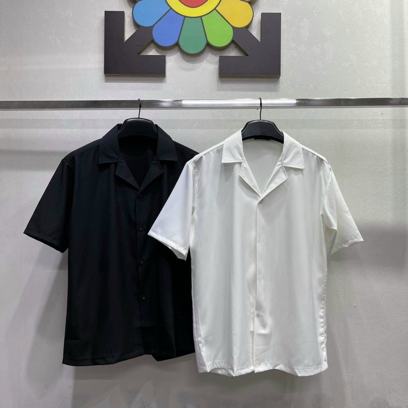 [Ảnh Shop Tự Chụp] Sơmi Lụa Tay Ngắn Unisex