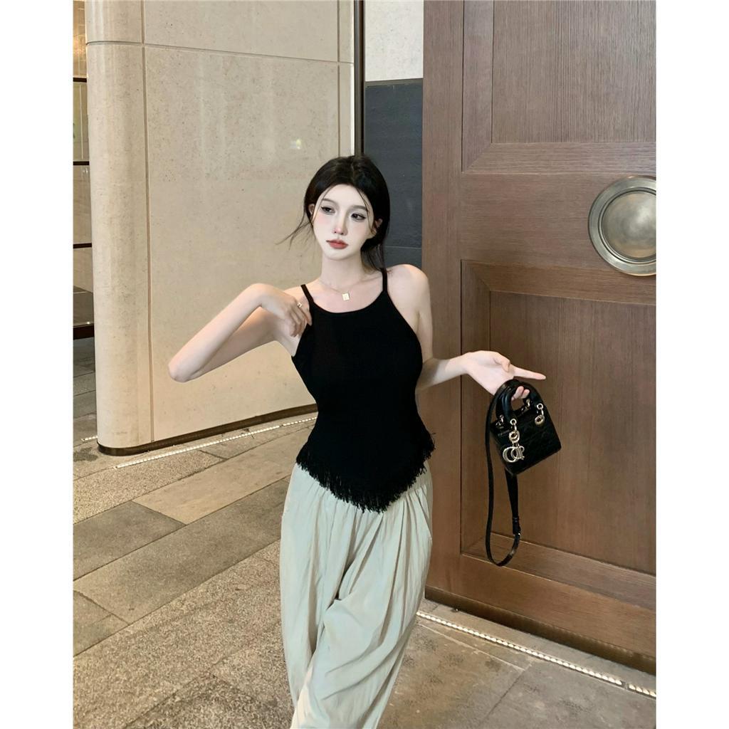 Set Áo Tank Top Hai Dây Hở Lưng + Quần Lót Quyến Rũ Cho Nữ