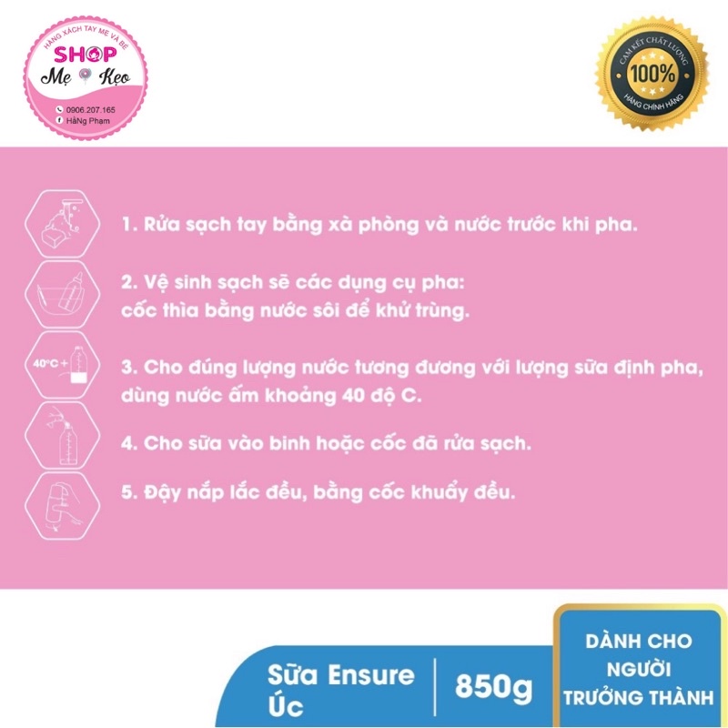 Sữa Ensure Úc Hộp 850g (Date 10/2023) Hương Vanilla Chính Hãng Giá Tốt - hàng air 100%