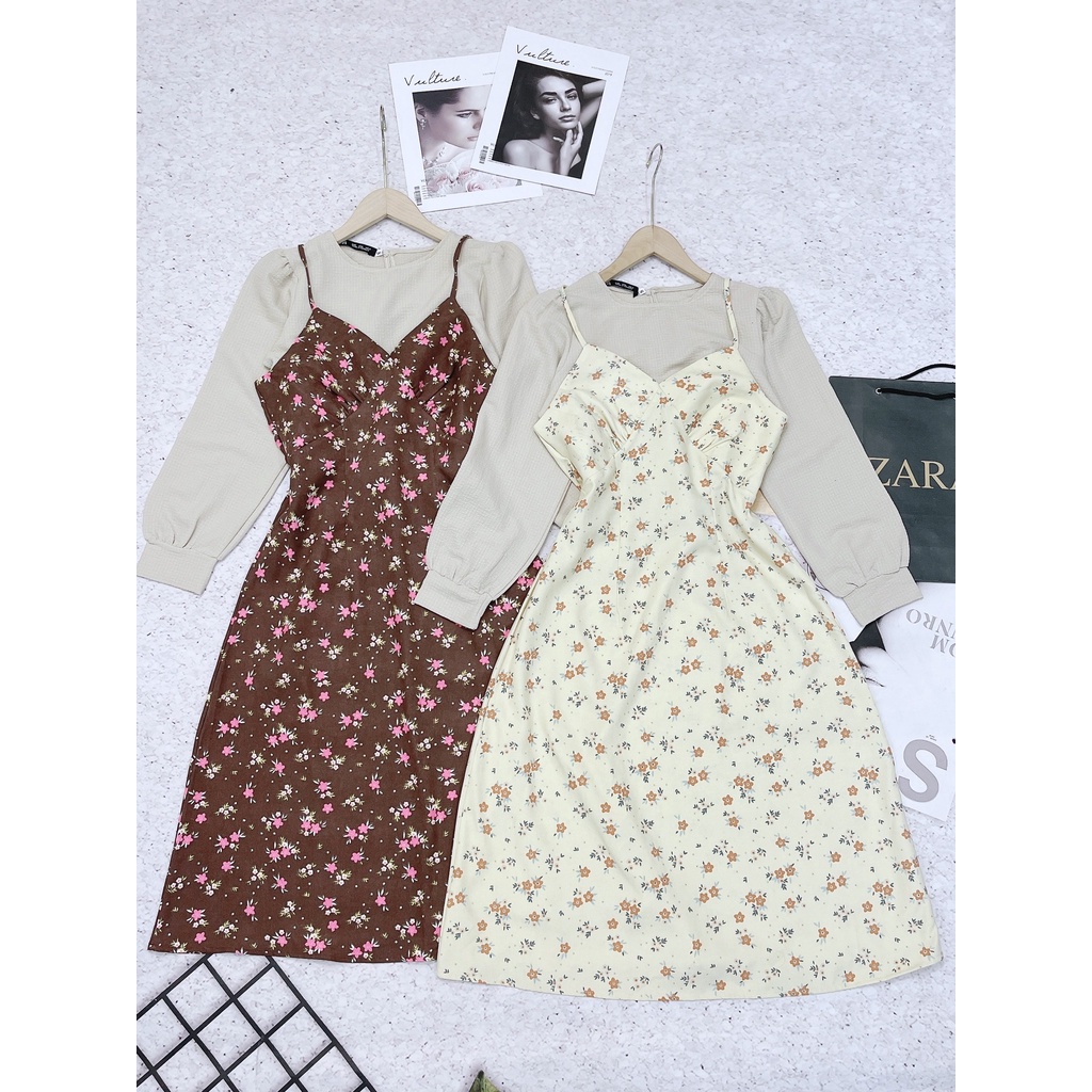 sét nhung nữ, váy nhung hoa nhí kèm áo tay bồng thiết kế tiểu thư nhẹ nhàn đậm chất vintage chất nhung đầy dặn mặc ấm | BigBuy360 - bigbuy360.vn