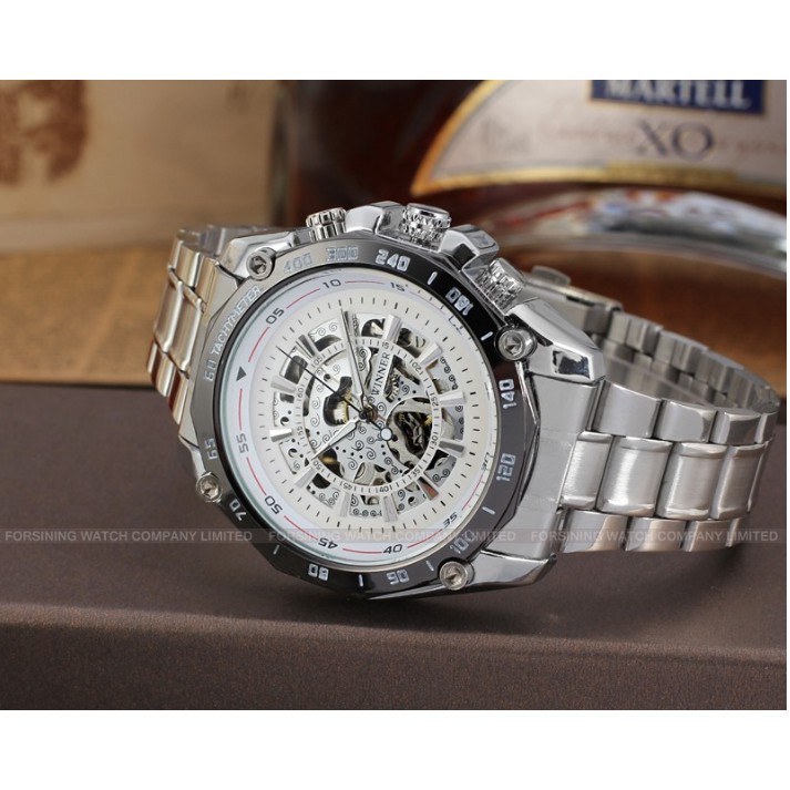 Đồng hồ nam Winner TM427 cơ lộ máy dây thép không gỉ