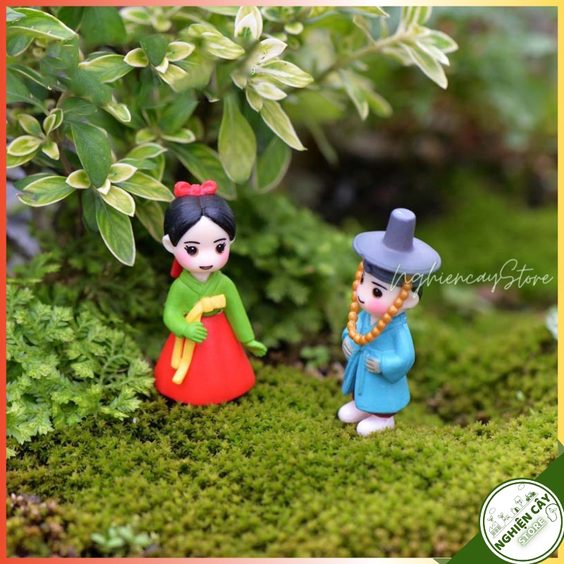 Phụ kiện Cặp đôi Hanbok trang trí tiểu cảnh, cây cảnh, sen đá