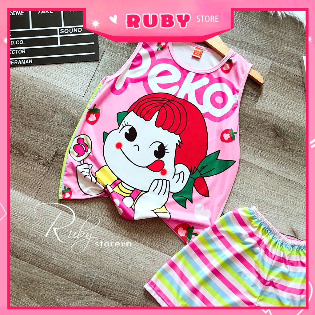 Đồ bộ 3 LỖ - SÁT NÁCH bé trai bé gái 5kg - 47kg chất thun mềm mát in hình Doremon Kitty Chibi dễ thương DBRBSN FULL SIZE