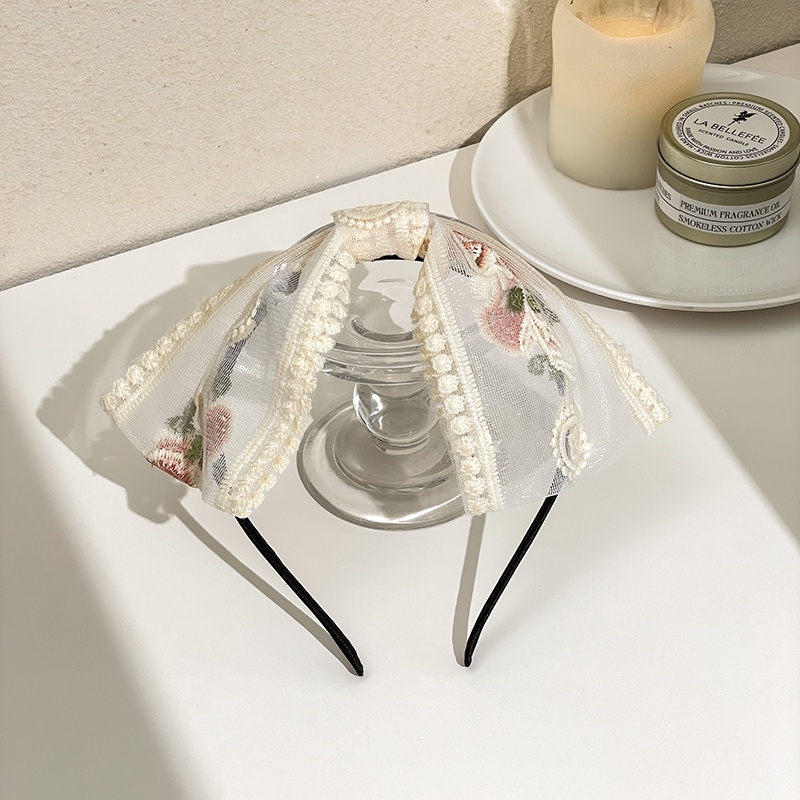 Kẹp Tóc Nơ Lớn Thêu Họa Tiết Phong Cách Hàn Quốc Cho Nữ