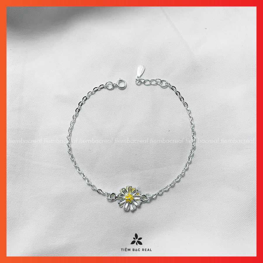Lắc tay hoa cúc bạc ta nguyên chất không han gỉ, lắc tay hoa cúc đủ size kích cỡ