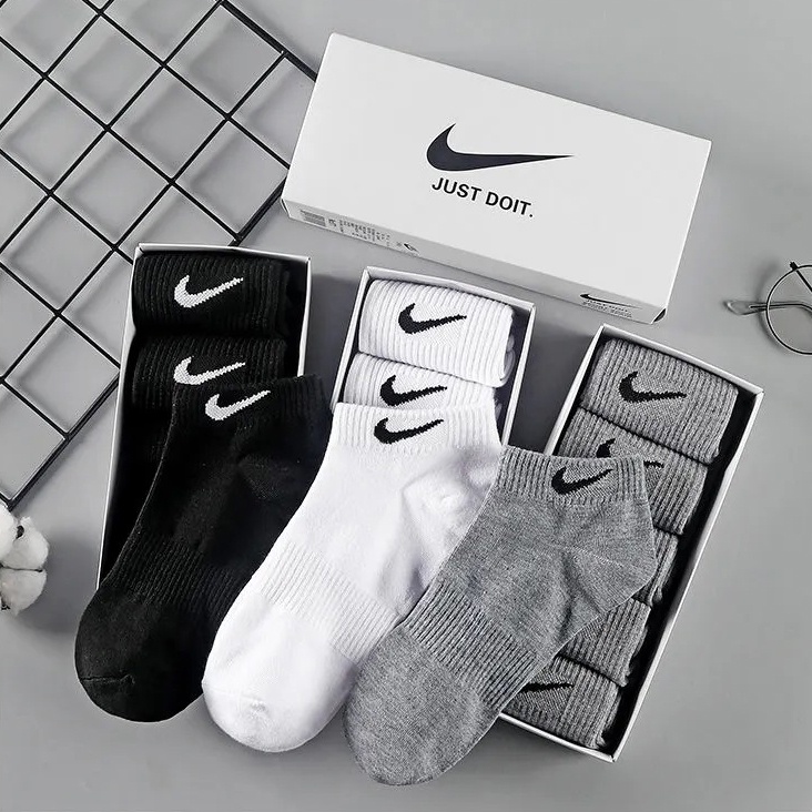 #5 Đôi Trong Hộp# Vớ Thể Thao Nike Cổ Ngắn Chất Liệu Cotton Phong Cách Đường Phố Cho Nam Và Nữ