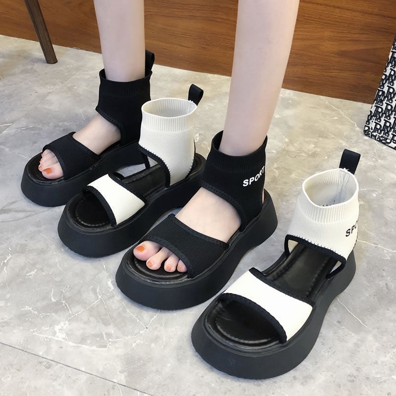 Giày Sandal Đế Dày Tăng Chiều Cao Thời Trang Mùa Hè Phong Cách Hàn Quốc