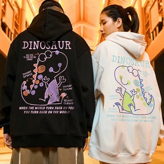 Áo hoodie dáng rộng in hình khủng long thời trang hip hop cho nam và nữ size M-8XL
