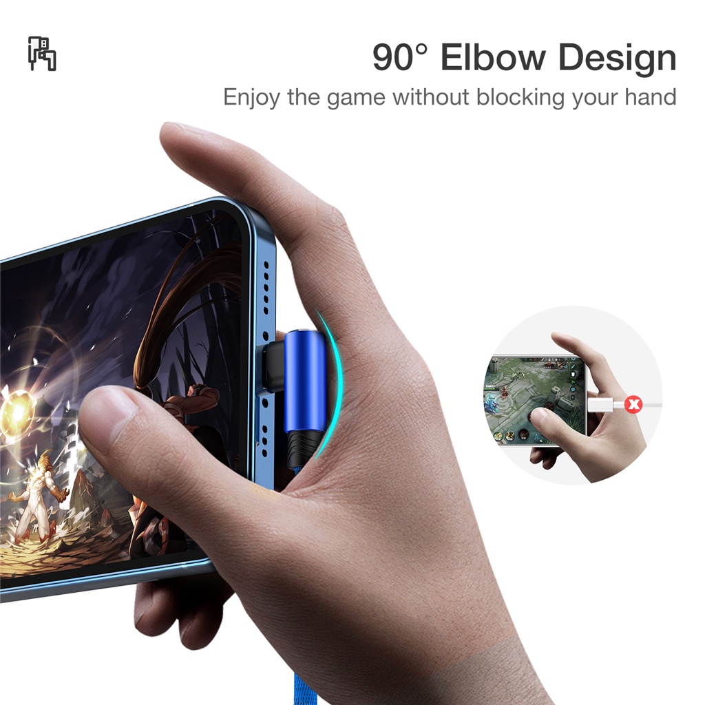 Cáp Sạc Nhanh Và Truyền Dữ Liệu Đầu USB 90 Độ Cho iPhone