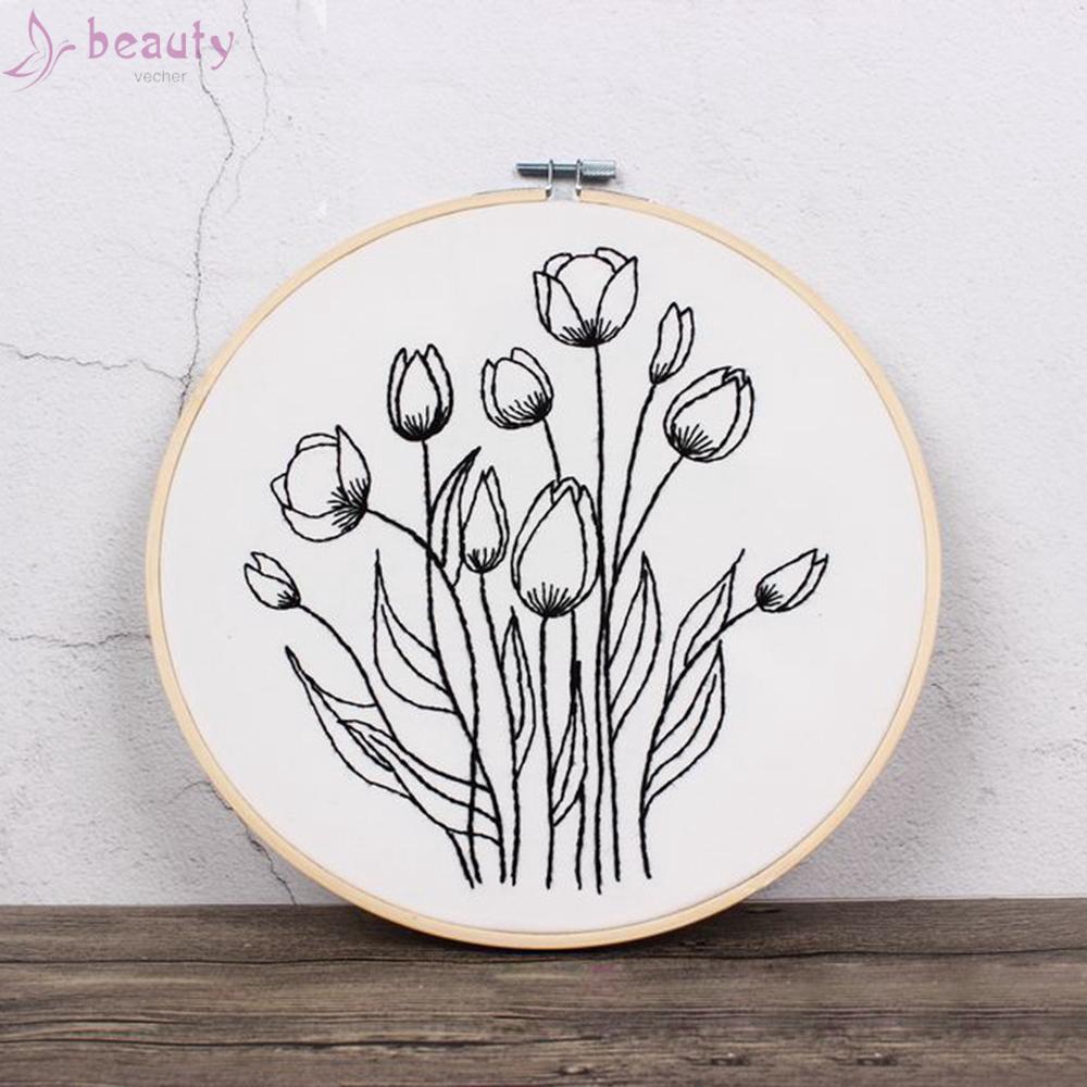 Embroidery Kit Handicraft lovers Adults Lady Wife Handmade Set DIY Sketch Girl Flower For Starter High Quality