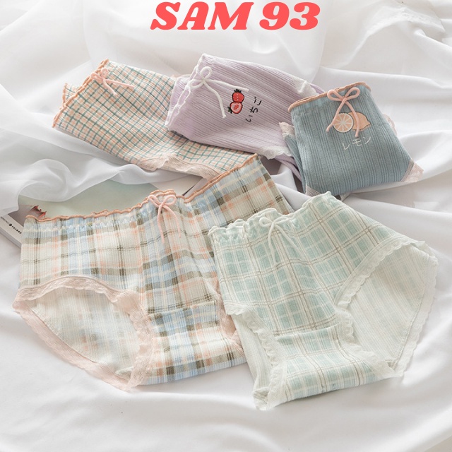 Quần Lót Nữ Cotton Gân Tăm Cao Cấp, Thông Hơi Kháng Khuẩn 💖FREESHIP💖 Quần Chíp Nữ Nhiều Họa Tiết Xinh Xắn – SAM93 Q06