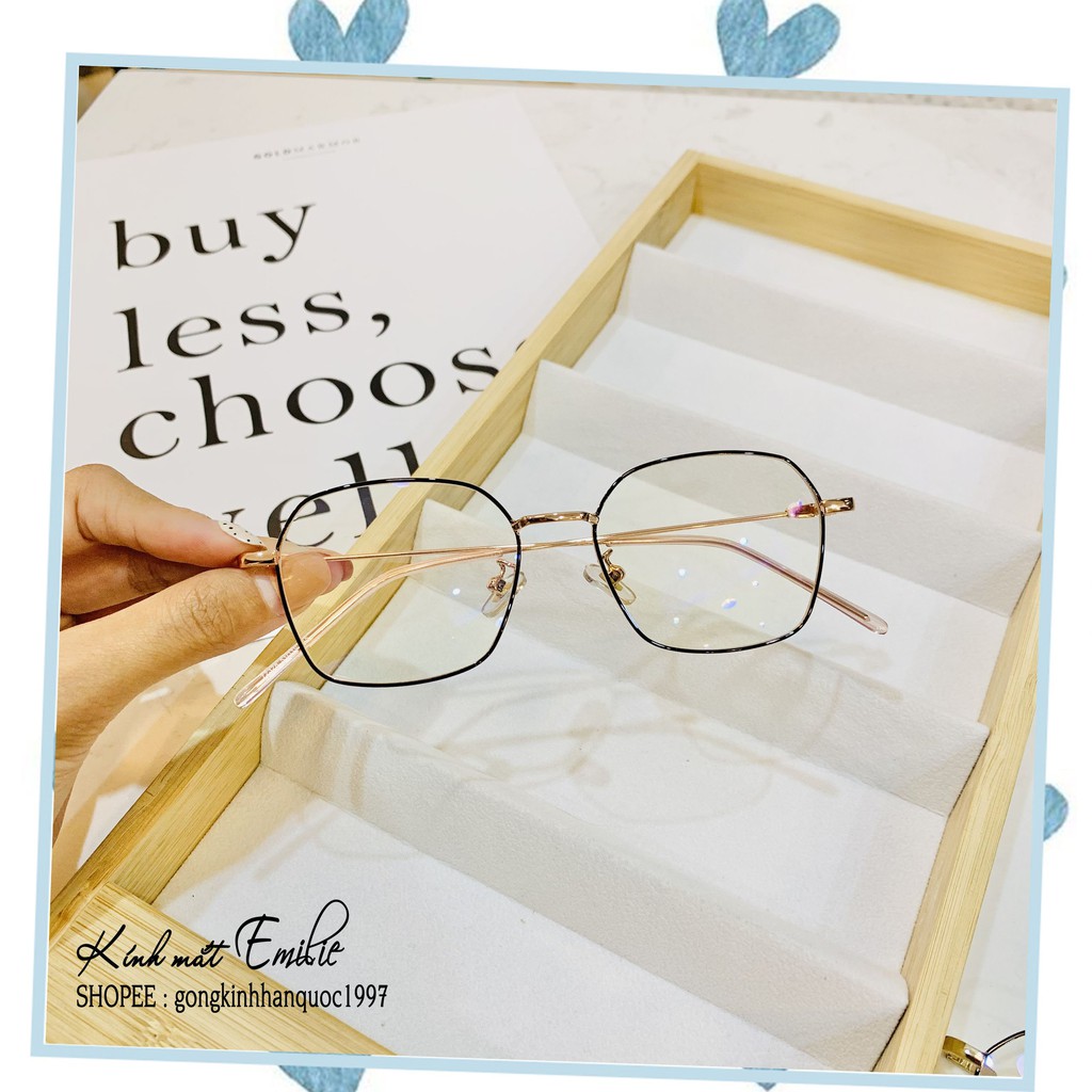 Gọng kính mảnh nhẹ vuông ⚡𝑭𝑹𝑬𝑬𝑺𝑯𝑰𝑷⚡ đa giác nam nữ Kính mắt Emilie phụ kiện thời trang 72328 | BigBuy360 - bigbuy360.vn