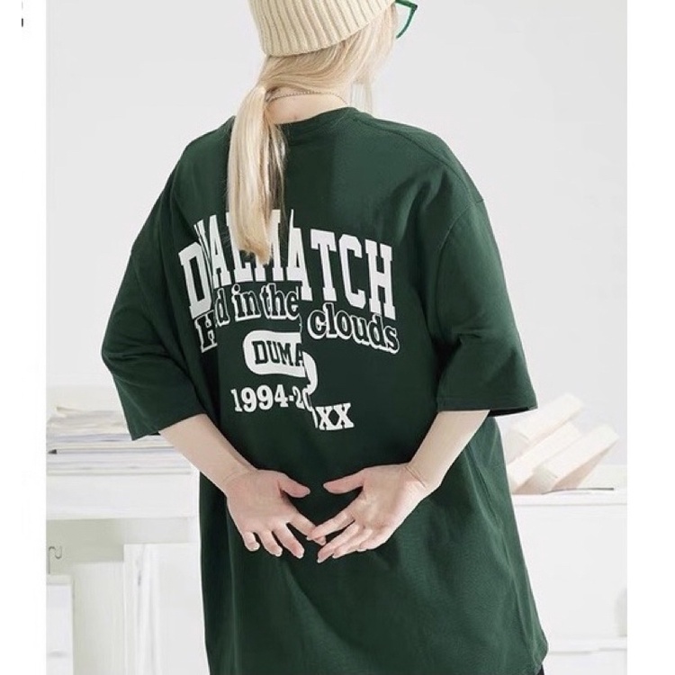 Áo thun phông logo tay nam nữ PINK tay lỡ form rộng DUAL MATCH Unisex