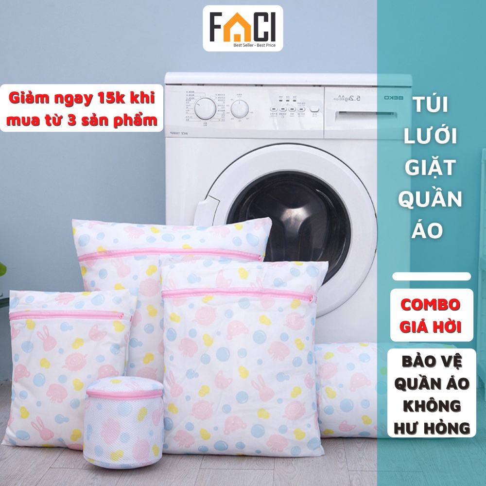 Túi lưới giặt đồ máy giặt có khóa cao cấp giúp bảo vệ quần áo khi giặt máy Faci_Official