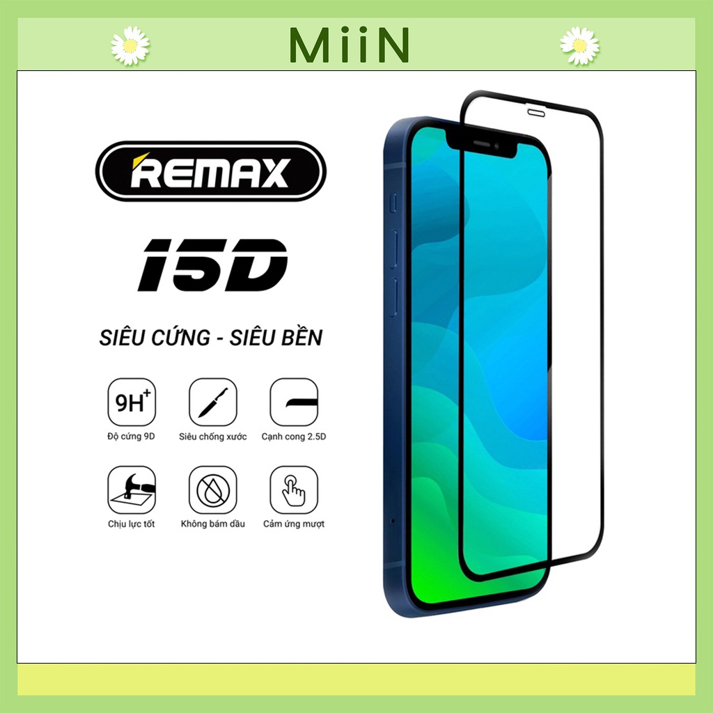 Kính cường lực Full Màn 15D REMAX 6plus/6s/6s plus/6/7/7plus/8/8plus/x/xs/xs max