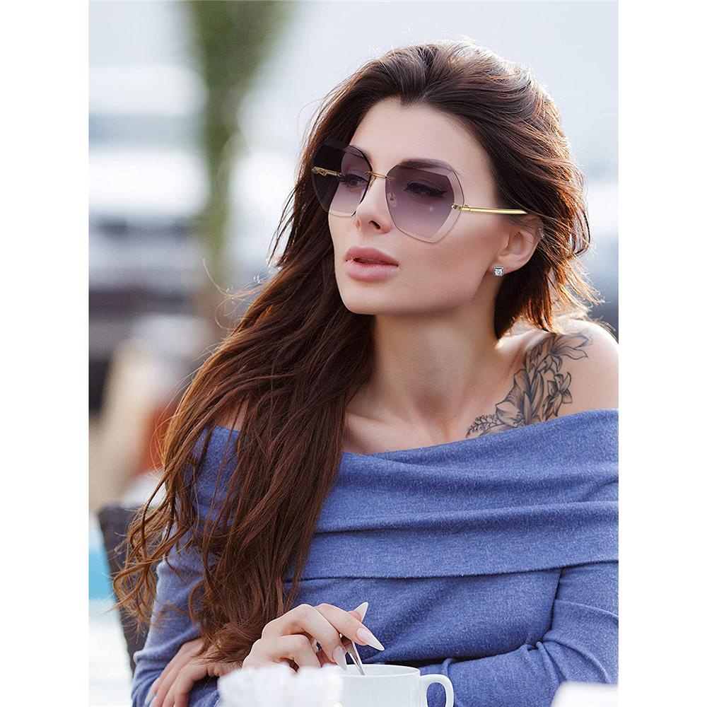 Kính Mát Bảo Vệ Mắt Không Vành Chống Tia UV400 Dành Cho Nữ