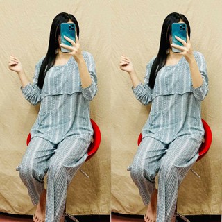 Bộ đồ lanh lụa dài tay mặc bầu , sau sinh cho con bú