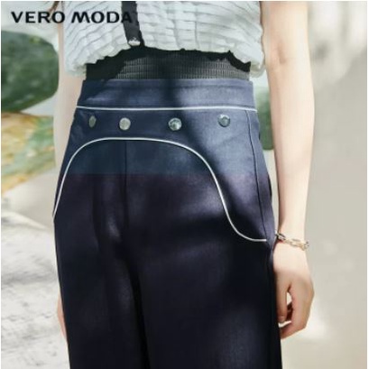 Vero Moda Quần JEANS Nữ Ống Rộng Rộng Cạp Cao Có Nút Tương Phản 321132007