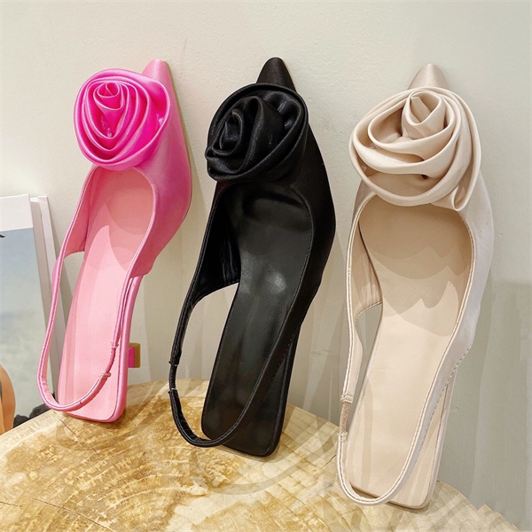 Giày Cao Gót 1.18 Inch Mũi Nhọn Họa Tiết Hoa Hồng Nổi Tiếng Thời Trang Cho Nữ