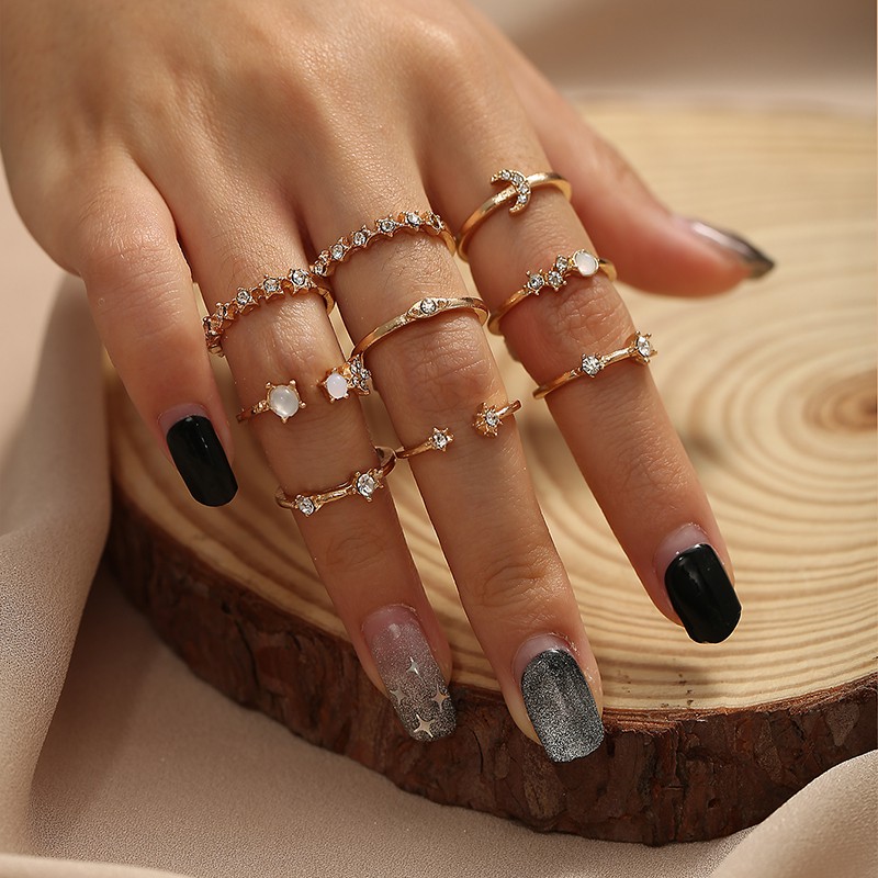 Set nhẫn nữ DODDER màu bạc/ vàng kim nhiều kiểu dáng phong cách cổ điển thời trang