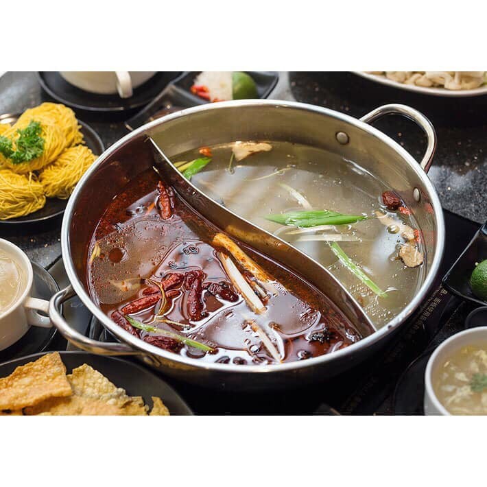 Nồi lẩu 2 ngăn vung kính 32 cm