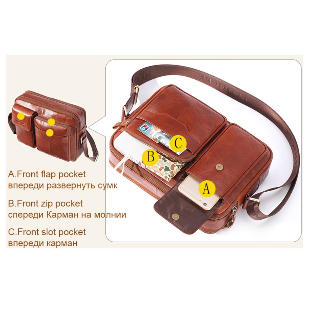 Túi đeo chéo đeo vai nam 100% da bò thật cao cấp phong cách châu âu