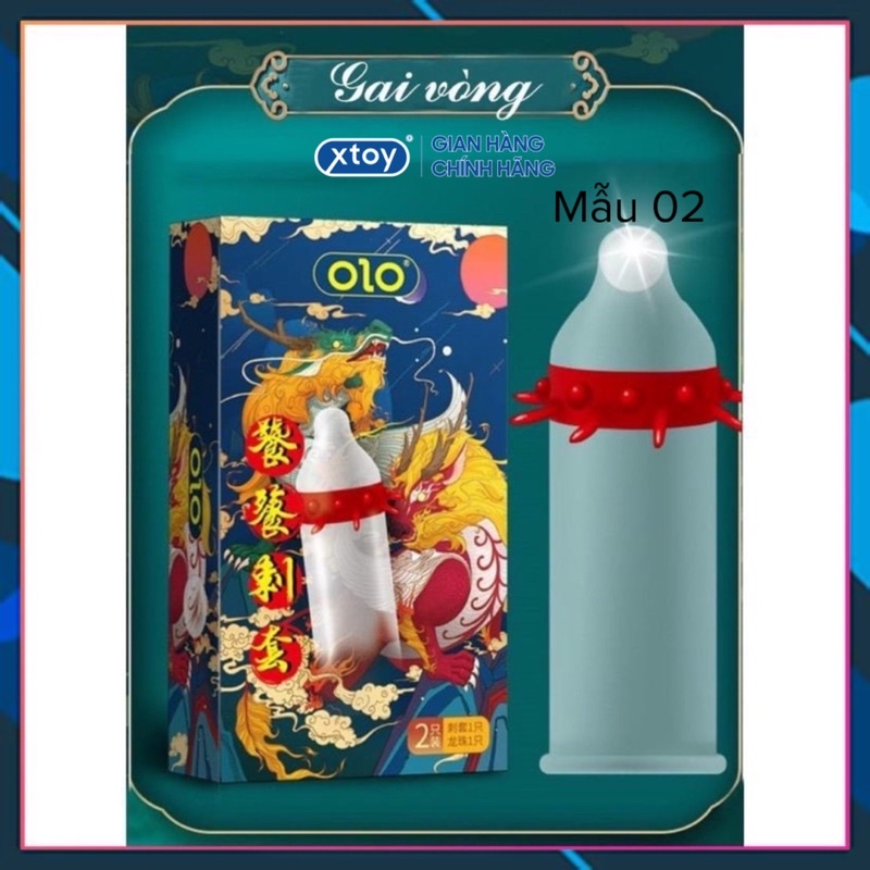 Bao cao su OLO-R gân gai, gai bi 02, gel kéo dài thời gian quan hệ Hộp 1 bcs và 1 hạt bi - olo-china
