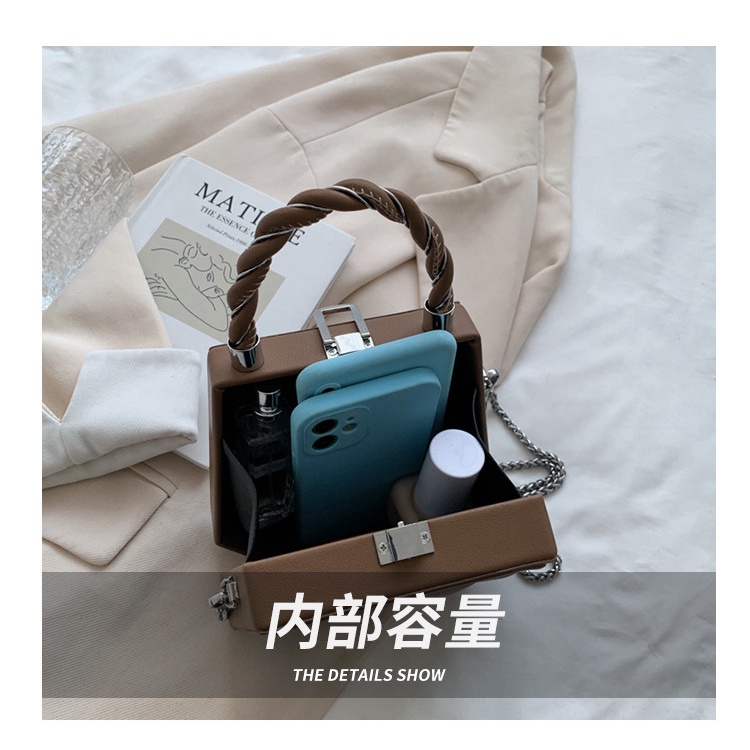 Túi đeo vai Jasmin Noir dạng vuông nhỏ phối dây mắt xích thời trang cho nữ