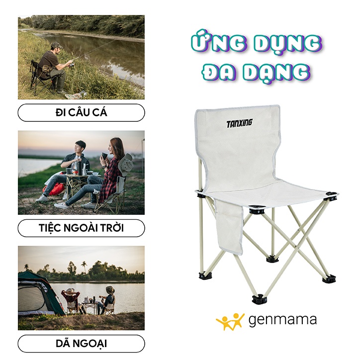 Ghế ngồi câu cá, cắm trại, dã ngoại, du lịch gấp gọn có tựa lưng, ghế xếp thư giãn