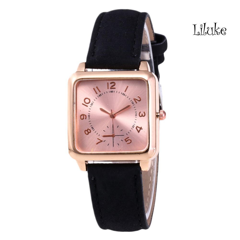 Đồng Hồ Đeo Tay Mặt Vuông Dây Giả Da Thời Trang Cho Nữ