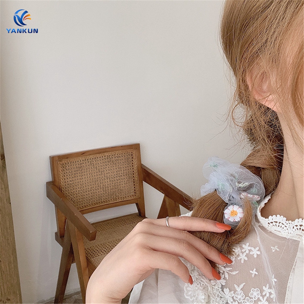 Dây buộc tóc màu kẹo thêu họa tiết dễ thương thời trang Hàn Quốc dành cho nam và nữ